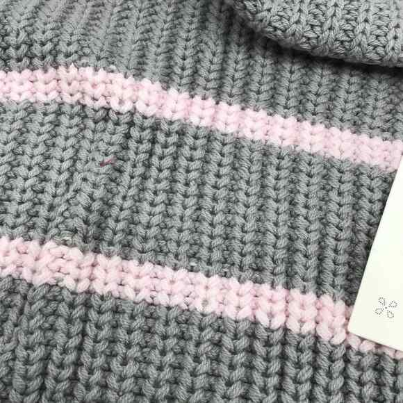 Caslon Womens Large Sweater Gray Pink Stripe Mock Neck Chunky Knit NWT - Picture 15 of 16